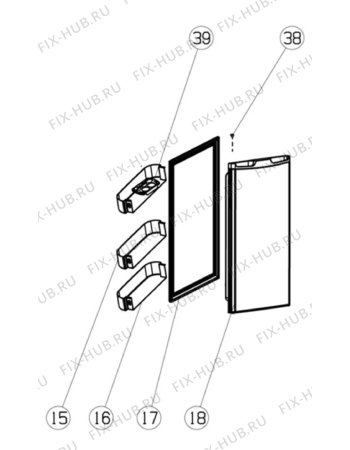 Взрыв-схема холодильника Electrolux ERT1000AOW - Схема узла Door 003